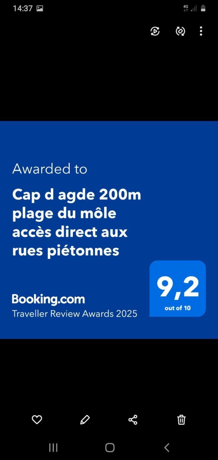 Cap D Agde 200M Plage Du Mole Acces Direct Aux Rues Pietonnes Luaran gambar